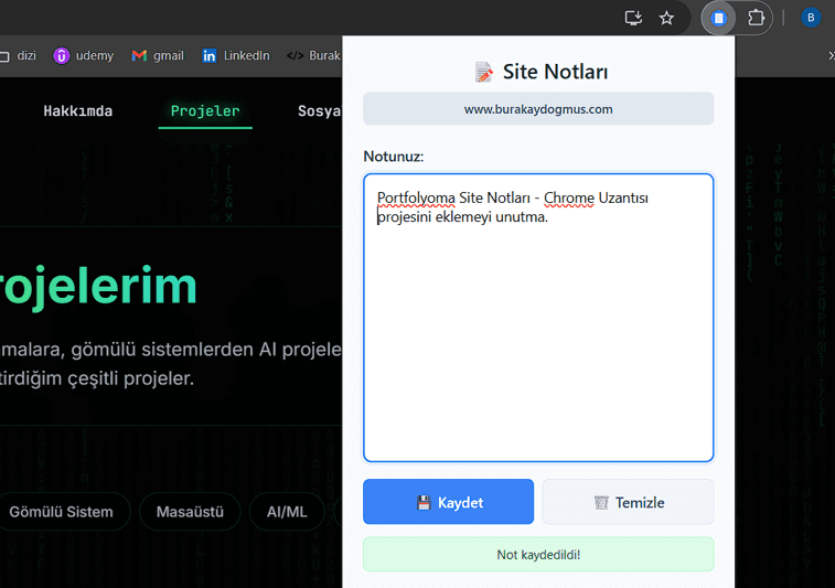 Site Notları Chrome Uzantısı
