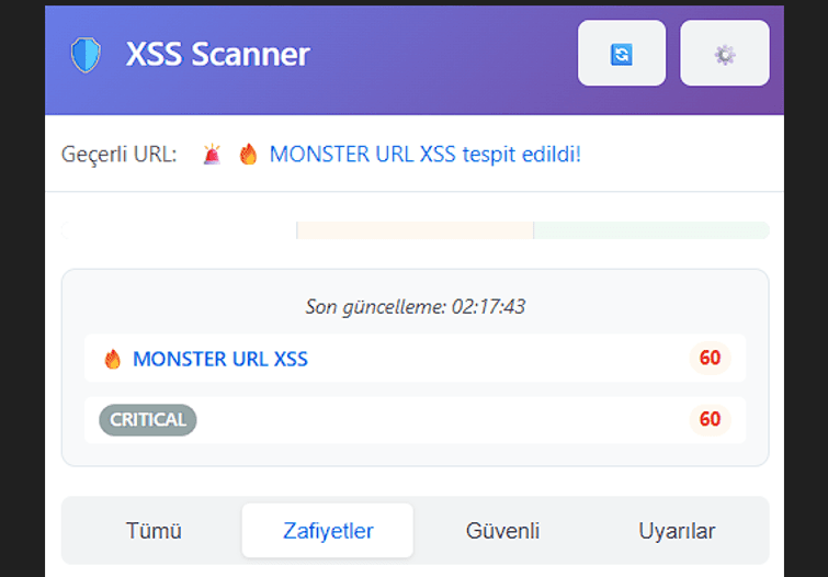 XSS Güvenlik Tarayıcısı Chrome Uzantısı